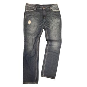 Gray Earth Mens Distressed Straight Leg Jeans Blue Dark Wash Size 40 34 RN139169